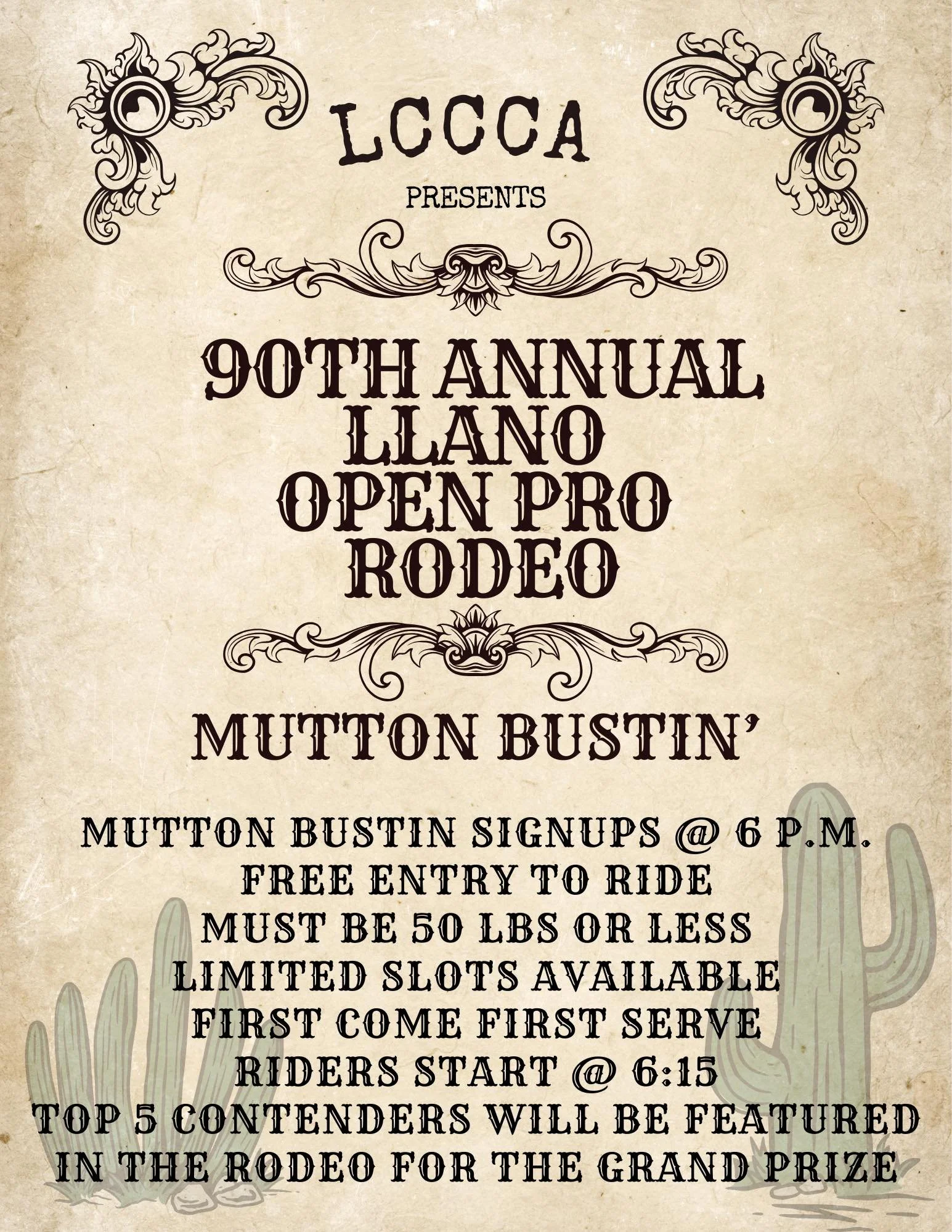 90th Annual Llano Open Pro Rodeo — Untitled